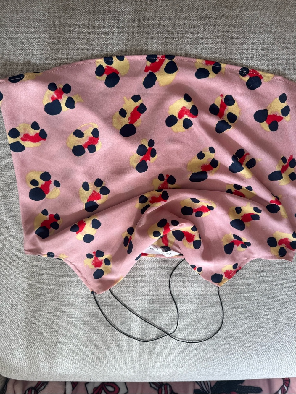 BCBGeneration Pink Floral-Spot Satin Camisole with Navy & Yellow Accents